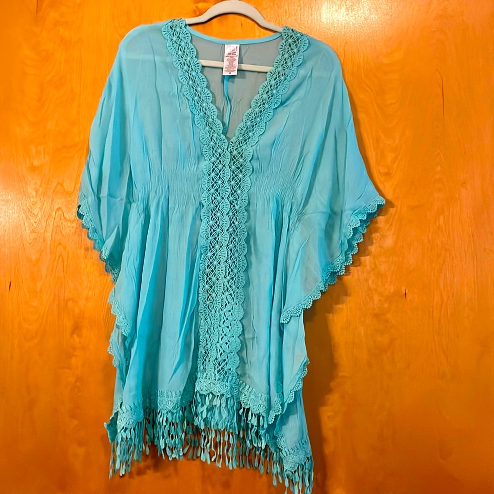 Blue swimsuit coverup